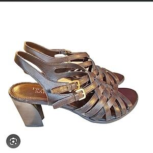 Franco Sarto Brown Leather Heeled Sandals Size 6